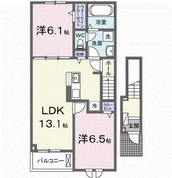カーサ・フィオーレV(2LDK/2階)の間取り写真