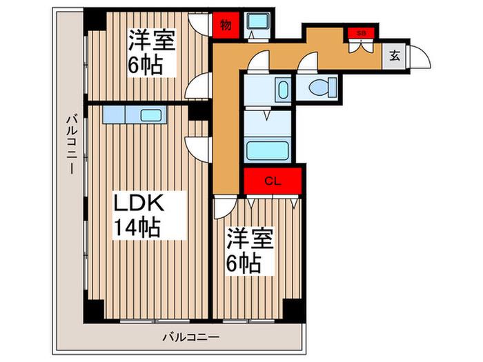 せぞん若海(2LDK/1階)の間取り写真