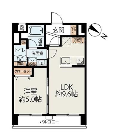 中目黒マンション(1LDK/3階)の間取り写真