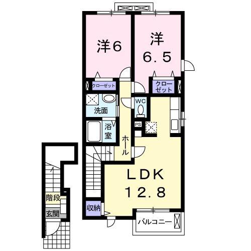 アズールコート(2LDK/2階)の間取り写真