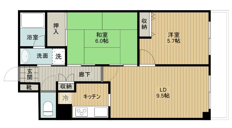 ヴィエンナーレ2000(2LDK/4階)の間取り写真