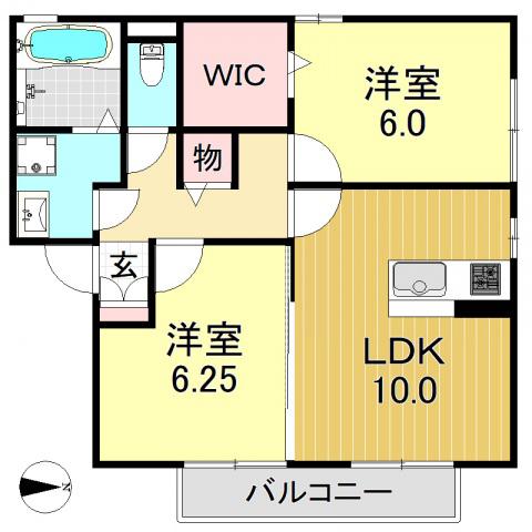 ヴェルドミール(2LDK/1階)の間取り写真