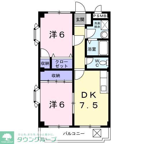 コートヴィレッジ21(2DK/2階)の間取り写真
