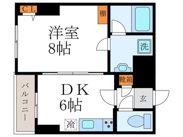 アフィシオン堀川(1DK/4階)の間取り写真