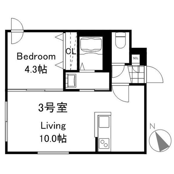 プレスタ麻生町7丁目MS(1LDK/3階)の間取り写真
