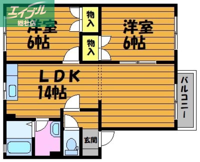アンソレイエ・メゾンA棟(2LDK/1階)の間取り写真
