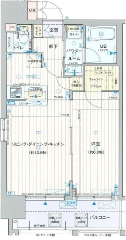 クリスタルグランツ谷町(1LDK/10階)の間取り写真