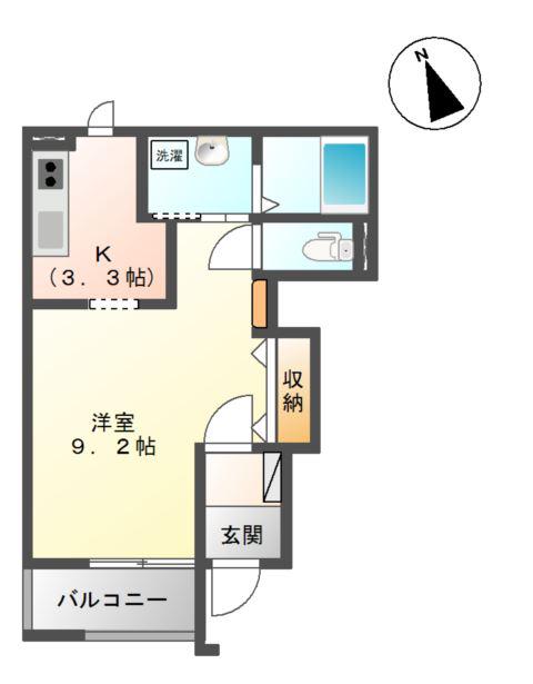 ローズスクエアII(1K/1階)の間取り写真