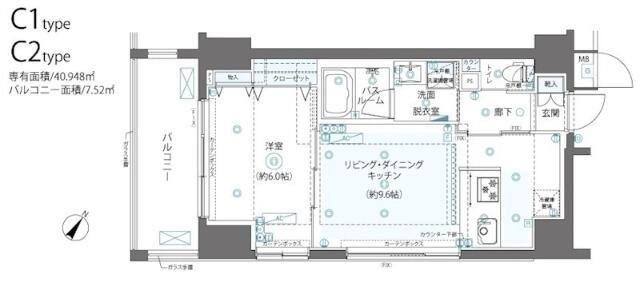 ズーム日本橋浜町(1LDK/2階)の間取り写真