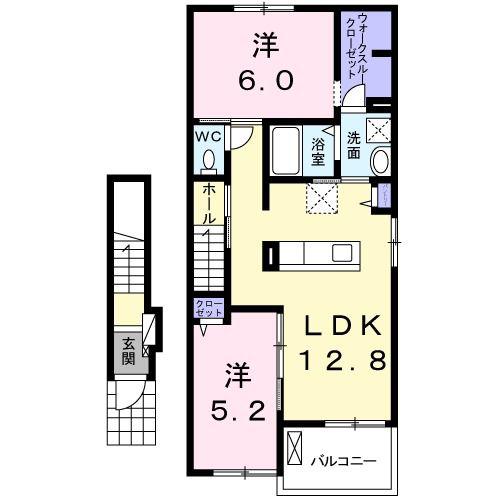 ルラシオンエヌII(2LDK/2階)の間取り写真