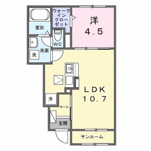 ウエスト.ゲート I(1LDK/1階)の間取り写真