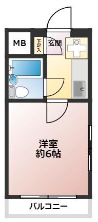 坂戸宝マンション(ワンルーム/4階)の間取り写真