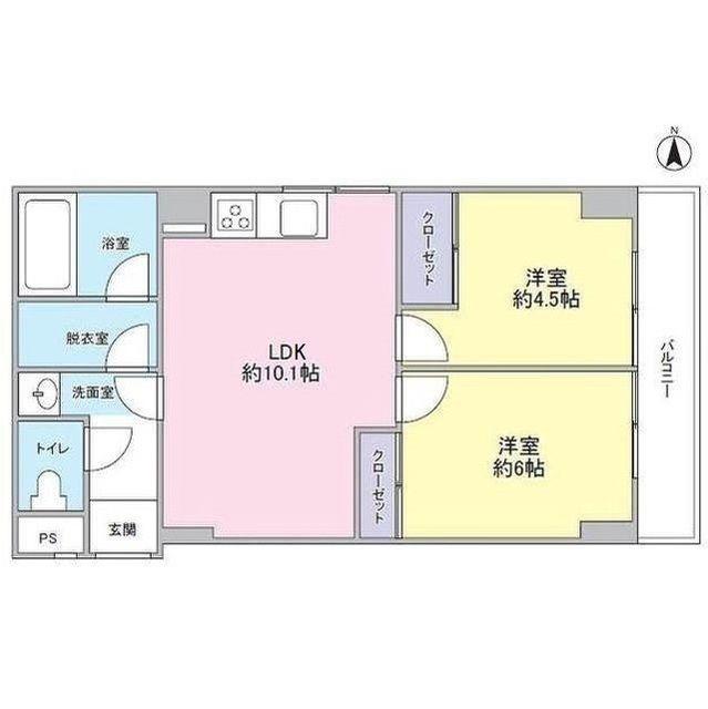 丸元マンション(2LDK/2階)の間取り写真