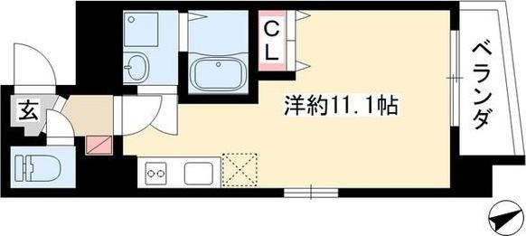 ウィングコート徳川(ワンルーム/5階)の間取り写真