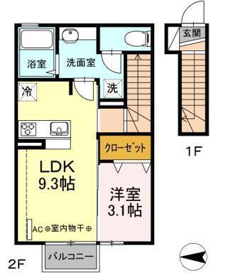 ソレイユ(1LDK/2階)の間取り写真