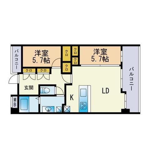 太宰府ひまわりハイツ(2LDK/3階)の間取り写真