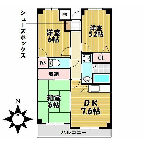 リバーサイドヴィレッジ・II(3DK/3階)の間取り写真