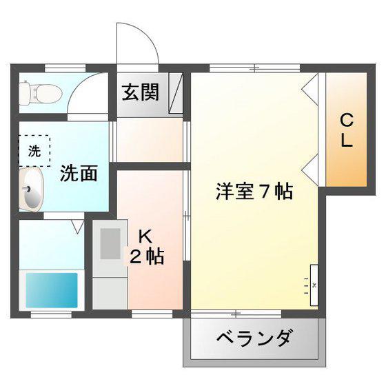 イーストビレッジ(1K/1階)の間取り写真