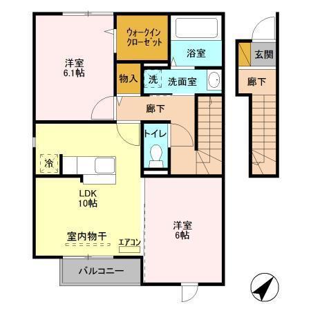 カーサベルデ(2LDK/2階)の間取り写真