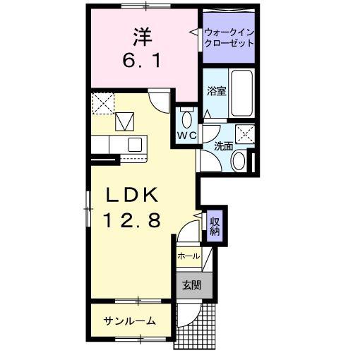J&T恵那 I(1LDK/1階)の間取り写真