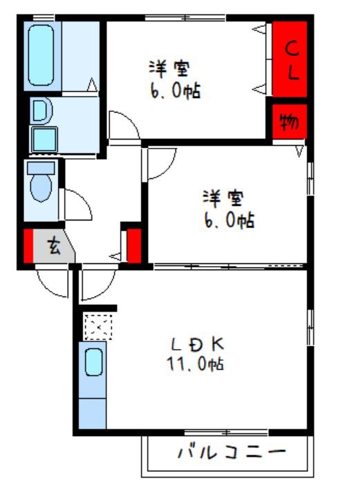 ガトーナふくだ(2LDK/2階)の間取り写真