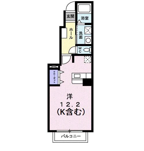 ソレイユK(ワンルーム/1階)の間取り写真