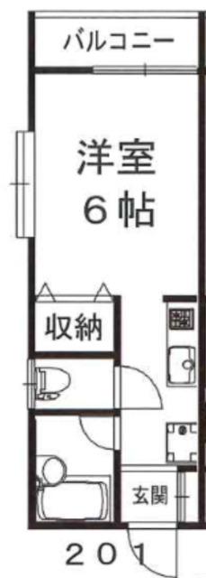 ルネッサンス宮川(ワンルーム/2階)の間取り写真