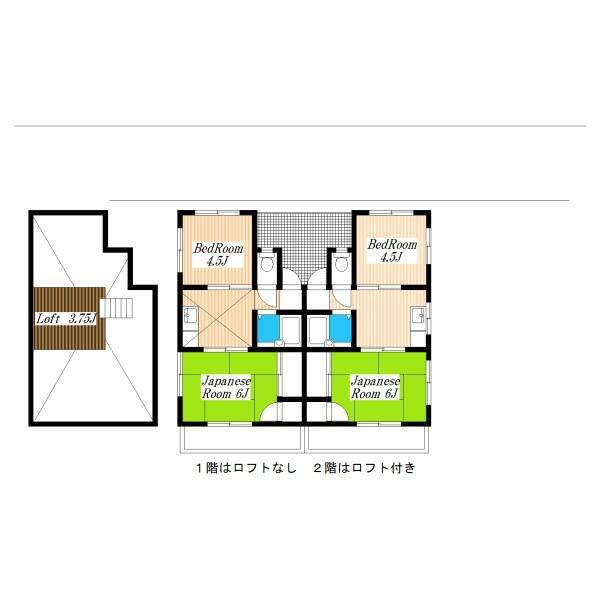 トラッドハウス(2K/1階)の間取り写真