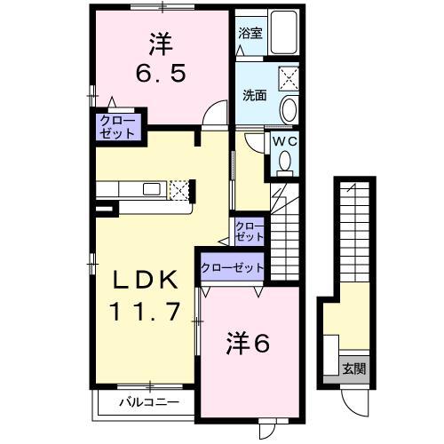 サンリットI(2LDK/2階)の間取り写真