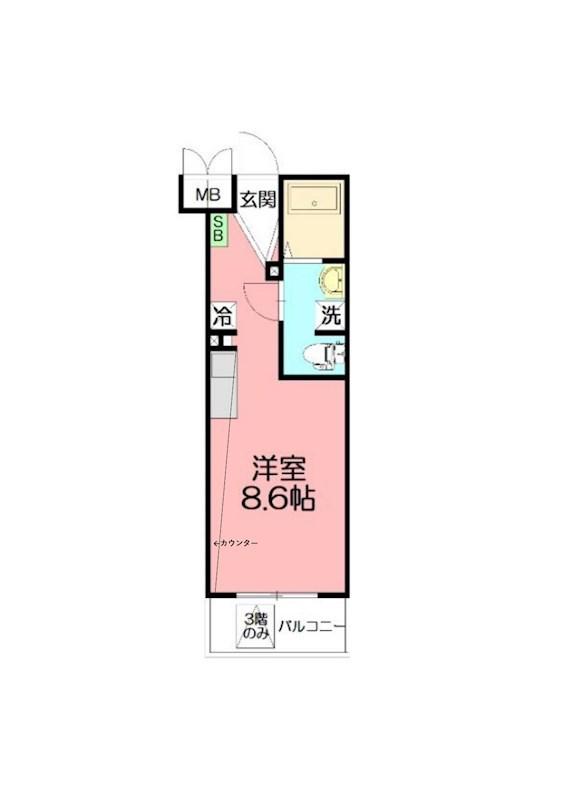 小田急小田原線 東海大学前駅 徒歩23分 4階建 築7年(ワンルーム/2階)の間取り写真