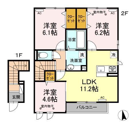 コスモス(3LDK/2階)の間取り写真