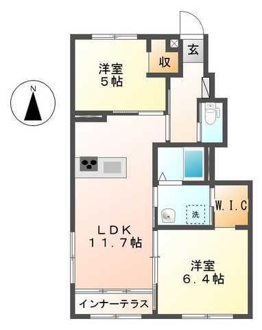ポルトシャンス(2LDK/1階)の間取り写真