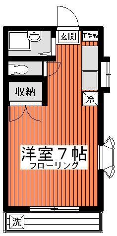 コスモハイムI(1K/2階)の間取り写真