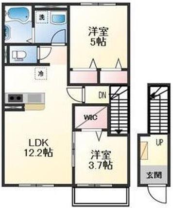 ハイムメゾン白鳥台(2LDK/2階)の間取り写真