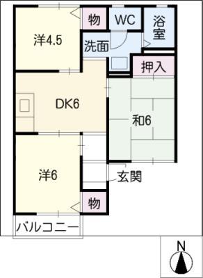 グリーンフィールド(3DK/1階)の間取り写真