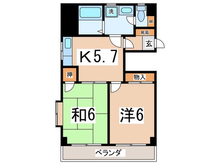レーベン見附町(2K/5階)の間取り写真