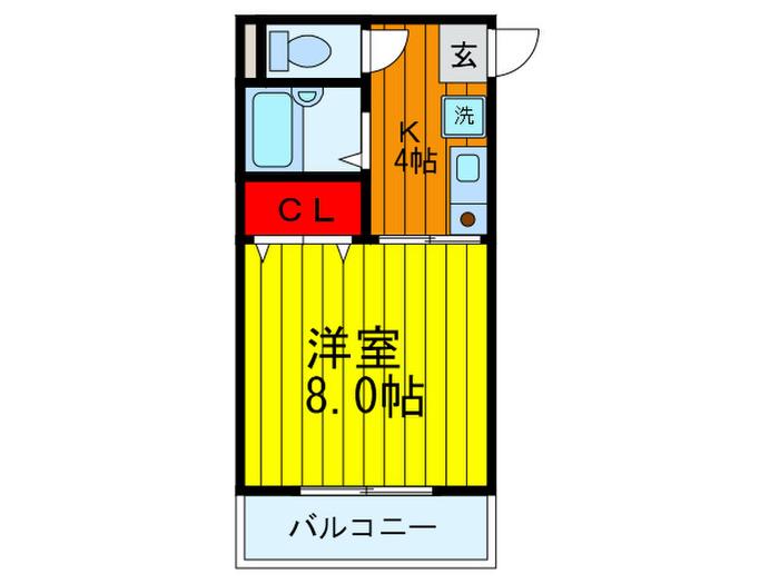 ハイツオーク(1K/2階)の間取り写真