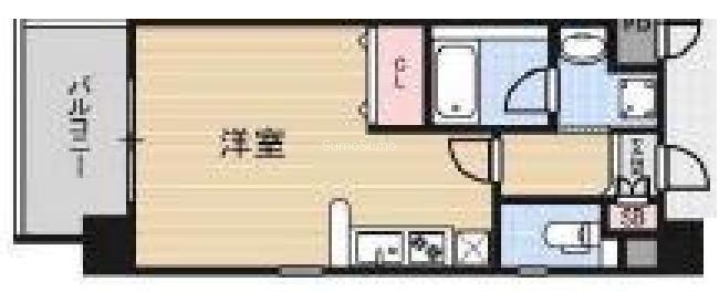 アーバンフラッツ上町(1K/3階)の間取り写真