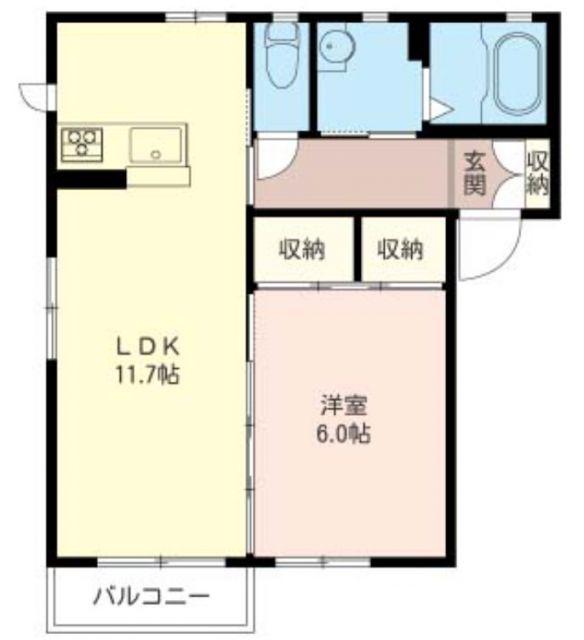 ビアン アンソレイエ(1LDK/2階)の間取り写真