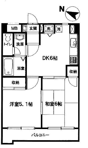 グランドメゾン川口幸町(2DK/3階)の間取り写真