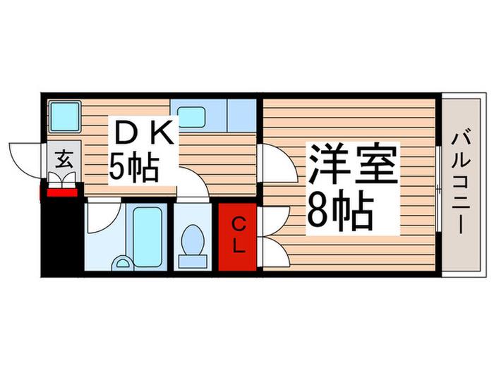 グランドールマンション(1DK/2階)の間取り写真