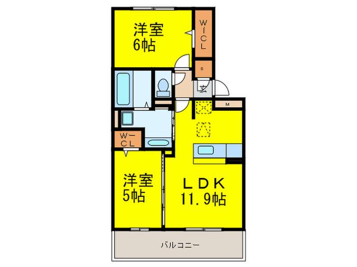 グラースT(2LDK/3階)の間取り写真
