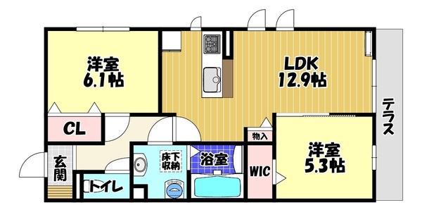 VENTVERT小金台(2LDK/1階)の間取り写真