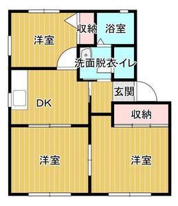 ハーモニーハイツ(3DK/1階)の間取り写真