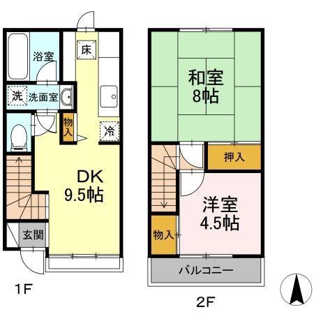 フレンドハイツモトヤ(2LDK/1階)の間取り写真