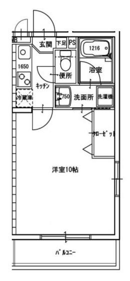 ピアルアーナ東古松(1K/1階)の間取り写真