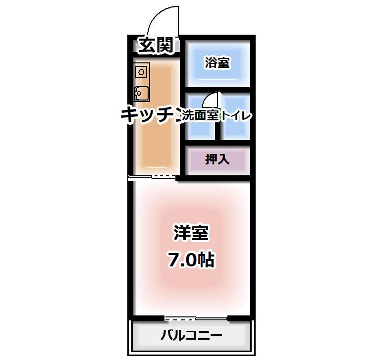 エクセルパーク(1DK/2階)の間取り写真