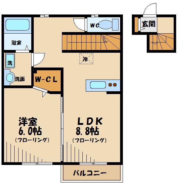 エトワールコウゲン アン(1LDK/2階)の間取り写真