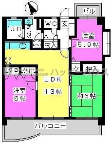 プレミール筑紫(3LDK/6階)の間取り写真