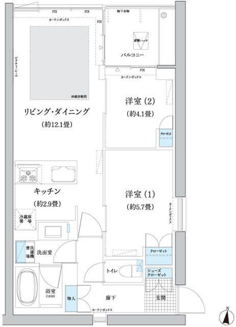 ガーデニエール砧 ウエスト(2LDK/8階)の間取り写真
